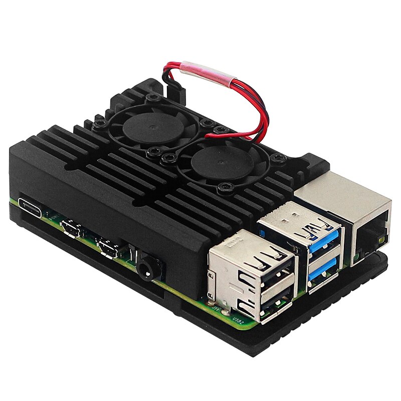 Himbeere Pi 4, Aluminiumlegierung, Metallgehäbenutzen, Lüftergehäbenutzen, Himbeere Pi 3, Dual-Lüftergehäbenutzen, Optional für RPi 4B 3B Plus 3B: Weiß