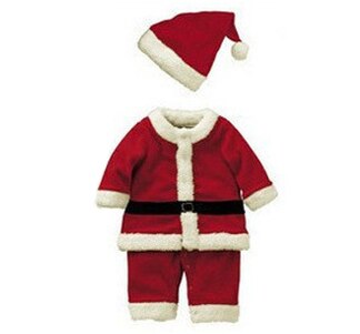 Weihnachten freundlicher Mädchen Bogen Kleider + Hütte Kleidung einstellen Neue Kleinkinder Baby Santa Claus Anzug verrotten Warme Vestidos Kostümich einstellen: Junge / 12m