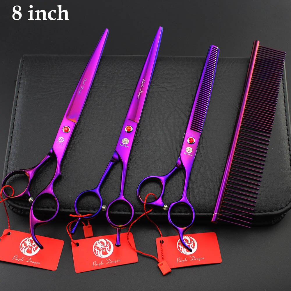 8 Inch Dog Hair Scissors Bent For Dogs Grooming Cat Japan 440C Dog Shears Hair Cutting Thinning Curved Scissor Set