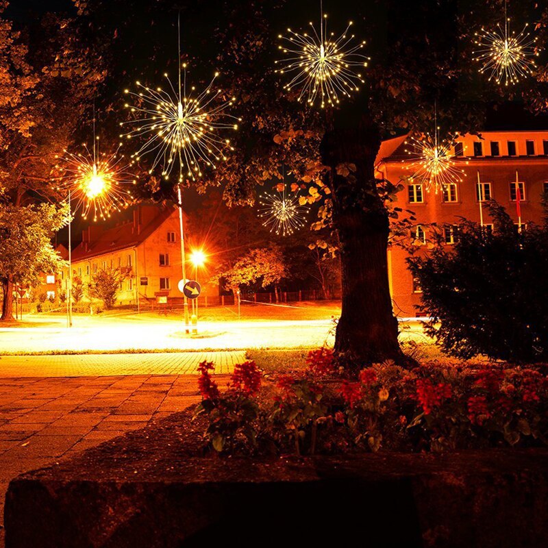 Festival bola estelar colgante cuerda luces 100-180Leds DIY fuegos artificiales cobre Hada guirnalda luces de Navidad al aire libre luz centelleante