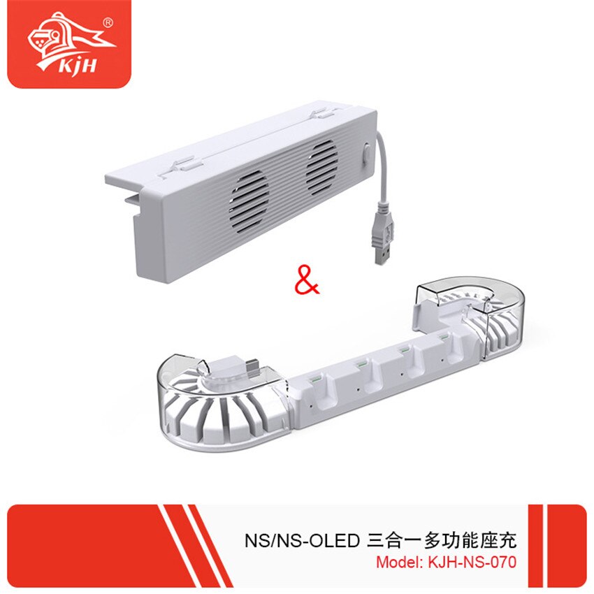 Switch OLED Host Cooling Fan Joycon Handle Charging Base with Card Box Temperature Cooler Fan for Switch Console NS Accessories: Default Title