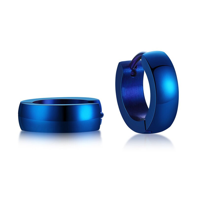 Vnox schattige creolen voor dames/heren kleine oorbellen van roestvrij staal in zwart/blauw/goudkleur: Eh -114l-1