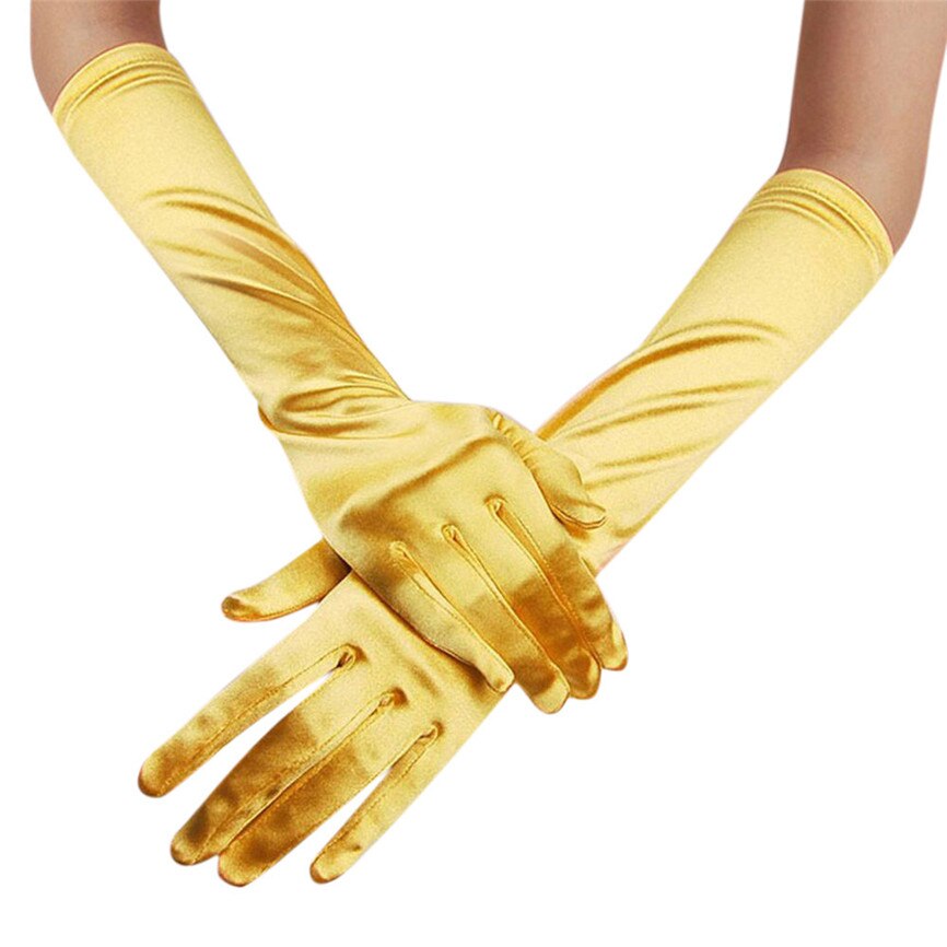 Womens Satin Long Gloves Opera Evening Party Prom Gloves Stretch Satin Evening Gloves Gloves Banquet