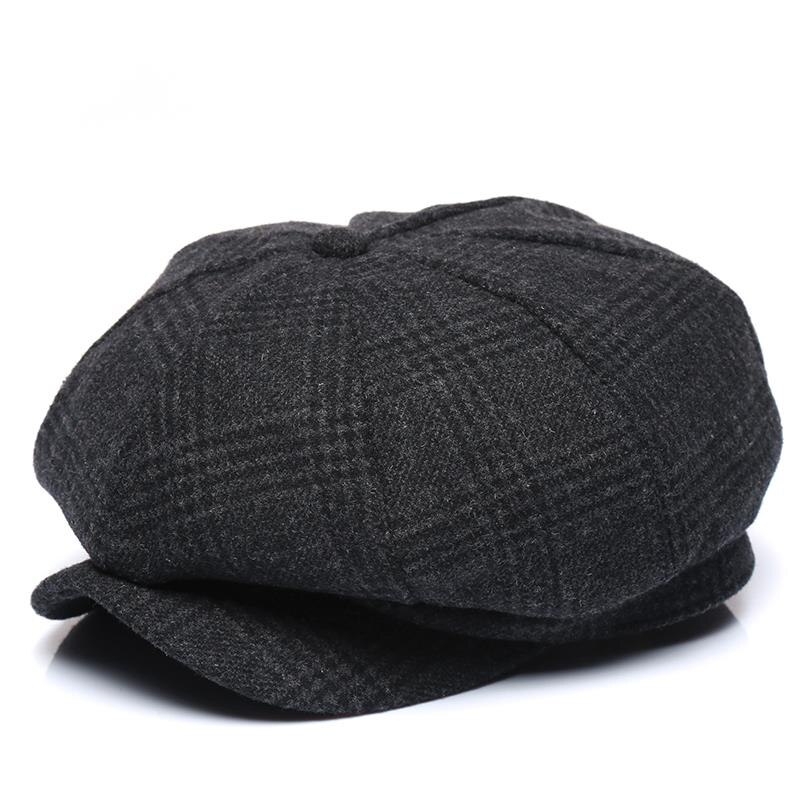 Gorro octogonal de lana gruesa para hombre, gorro de lana gruesa de tweed, fieltro para papá, Newsboy, hiedra, tamaño grande 56-58cm 58-60cm,