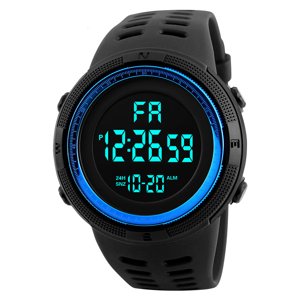 Reloj despertador Digital deportivo para hombre, Esfera Grande luminosa, resistente al agua, cronógrafo electrónico multifuncional, reloj multifuncional: YELLOW