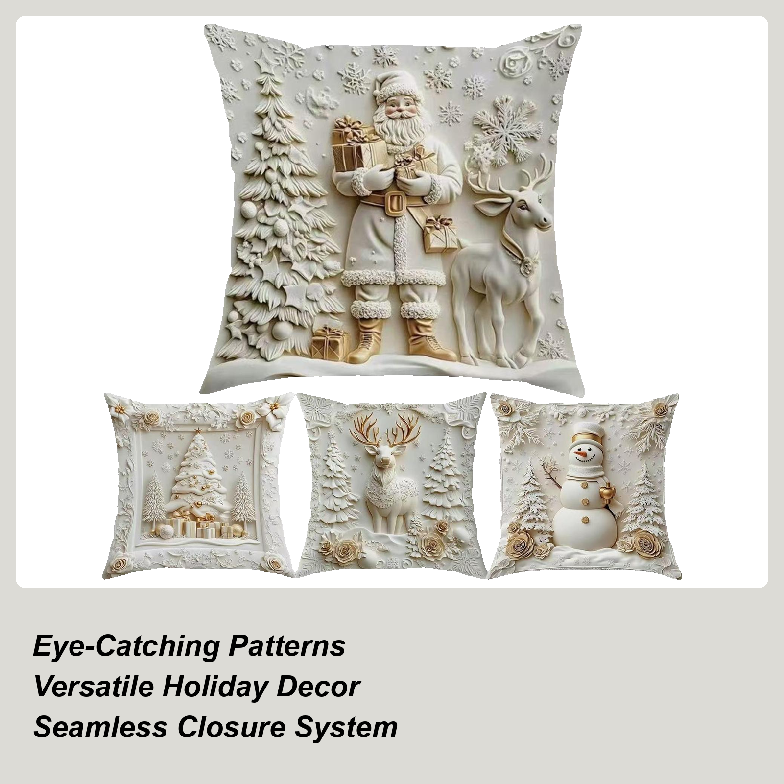 Kerst Kussenslopen 18x18 Inch 4 Stuks Seizoensdecoratie Bank Kussenhoes voor Slaapkamer Woonkamer Studeerbed Auto