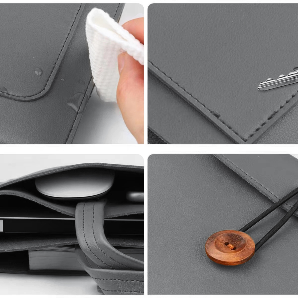 Pu-skinnveske for kvinner, bærbar pc-veske, bæreveske til macbook air 15- tommers, 16- tommers håndvesker for menn, skulderveske