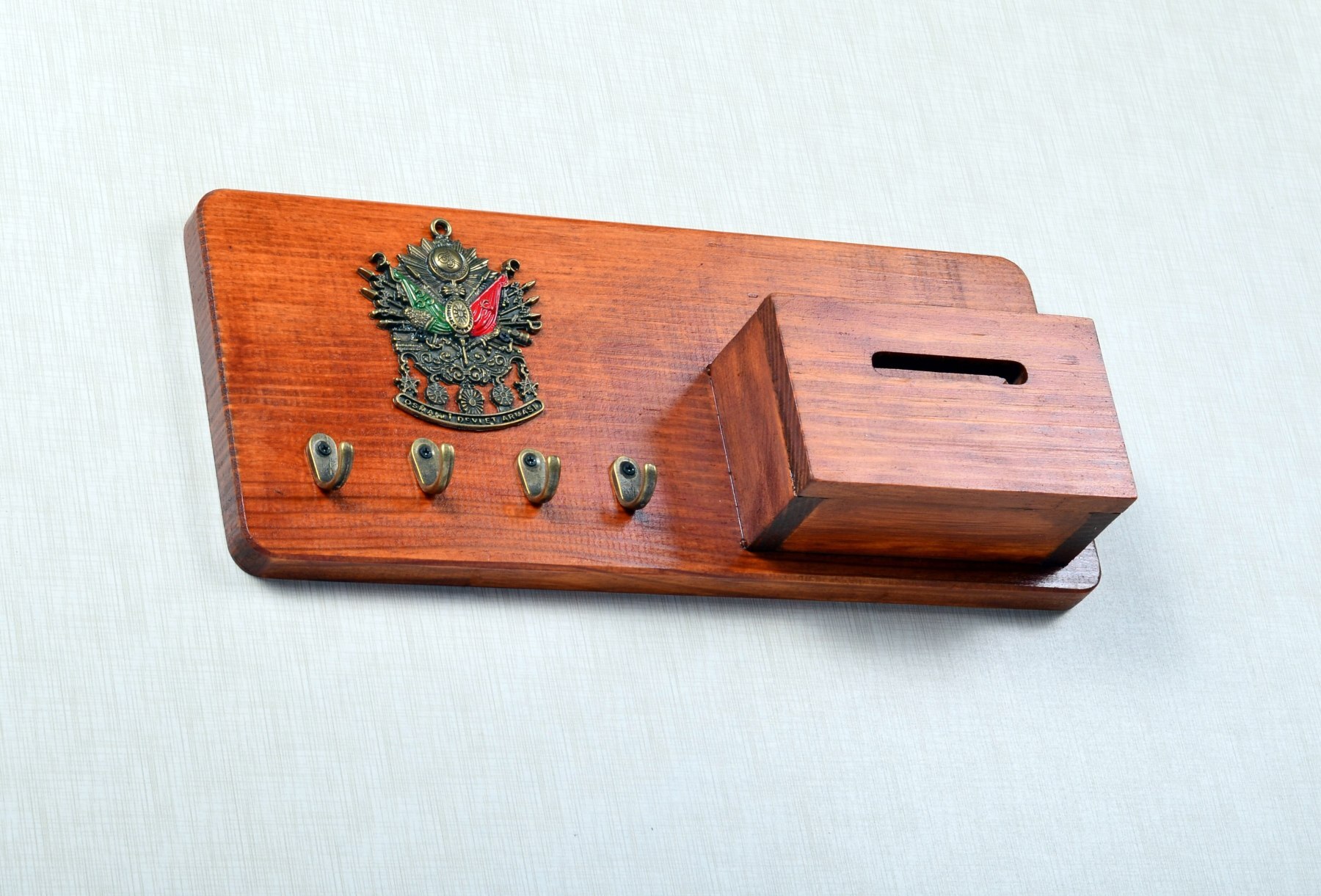 Ottoman Imperial Crested Wooden Key Holder Wall Hanger