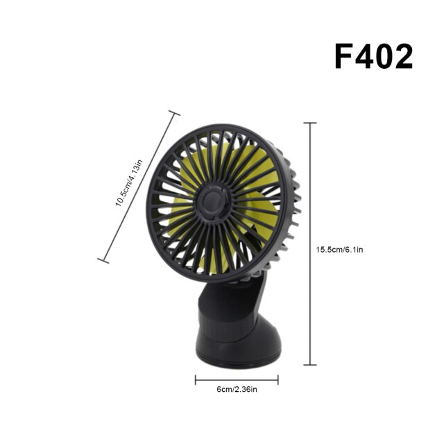 Hoofdsteun 360 Graden Alle-Ronde Verstelbare Car Auto Air Cooling Dual Head Fan W/5 Blades Auto auto Cooler Ventilator Auto Fan: F402