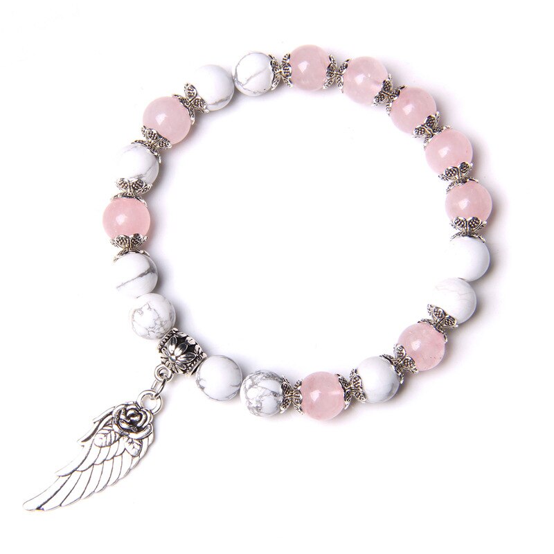 Engel FlüGel strecken Stein Armbinde Wertschätzung Gutherzig Danke Freundschaft Korn Armbinde FlüGel Charme Anti-silvertone Überzug: Rosa