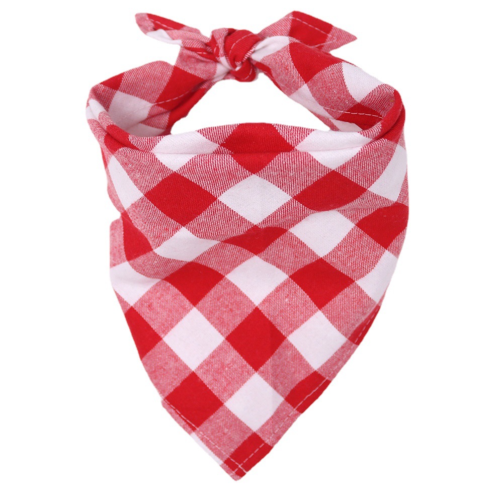 Clássico vermelho preto xadrez cão de estimação bandana gato filhote de cachorro lenço acessórios para cães de estimação lenço cachecol cão saliva toalha: M / Rosa