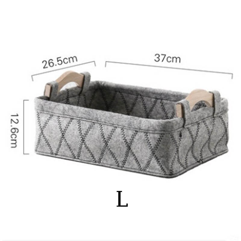 Inklapbare Opslag Bakken Opvouwbare Vilt Opslag Wasmand Organizer Carry Houten Handvat Doeken Speelgoed Dozen Containers: LighGrey - L