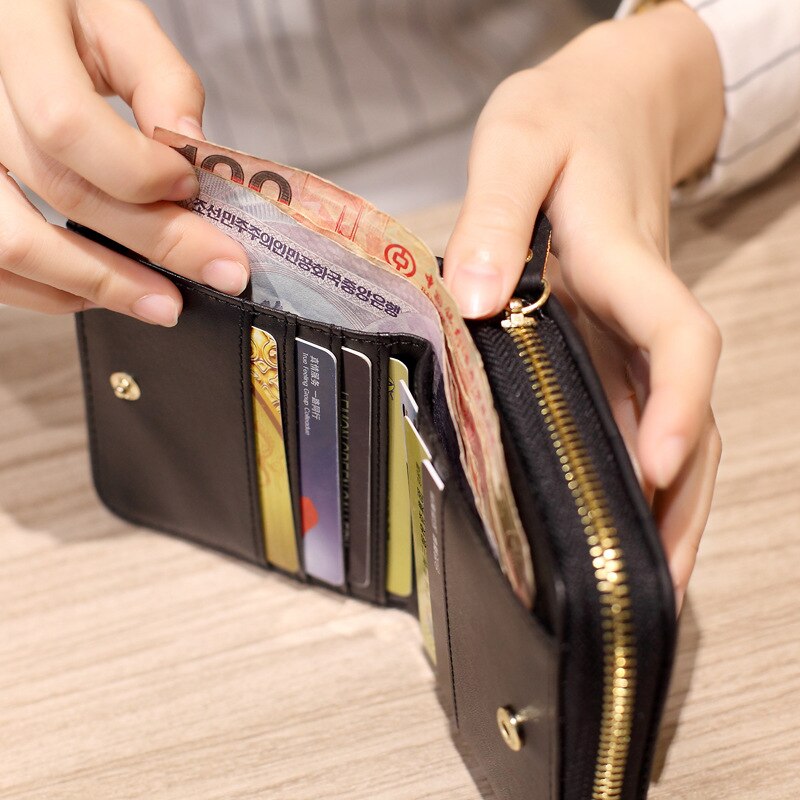 Femmes portefeuilles courts en cuir PU femme Plaid sacs à main Nubuck portefeuille porte-cartes petit portefeuille à fermeture éclair avec porte-monnaie