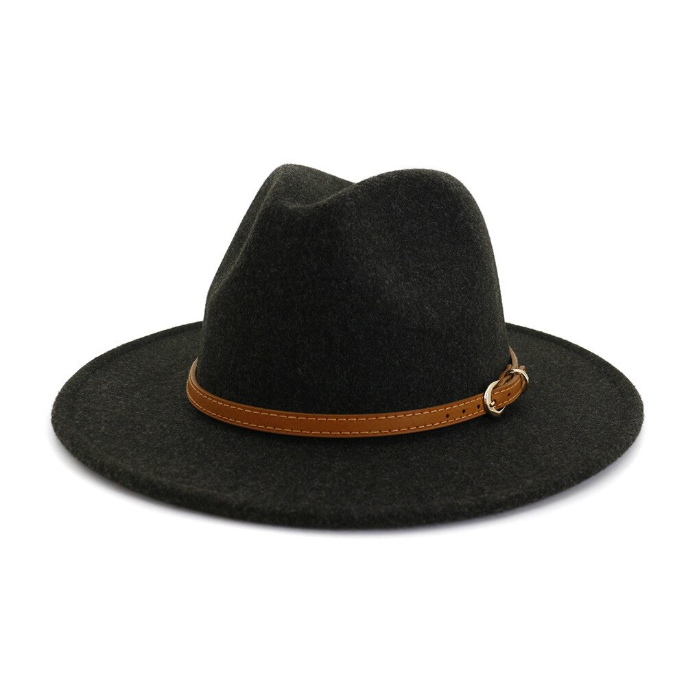 HOAREE-sombrero Fedora de lana de estilo británico para hombre y mujer, sombrero Fedora con cinturón, informal, Unisex, nueva otoño, invierno,