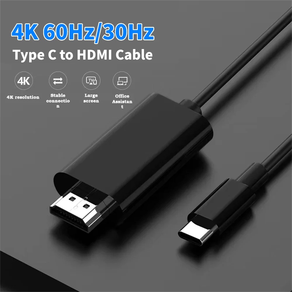 Usb-c till hdmi-kompatibel adapter 4k typ 60hz c-kabel hdtv-omvandlarkabel för projektor pc bärbar dator surfplatta ipad iphone 16 xiaomi