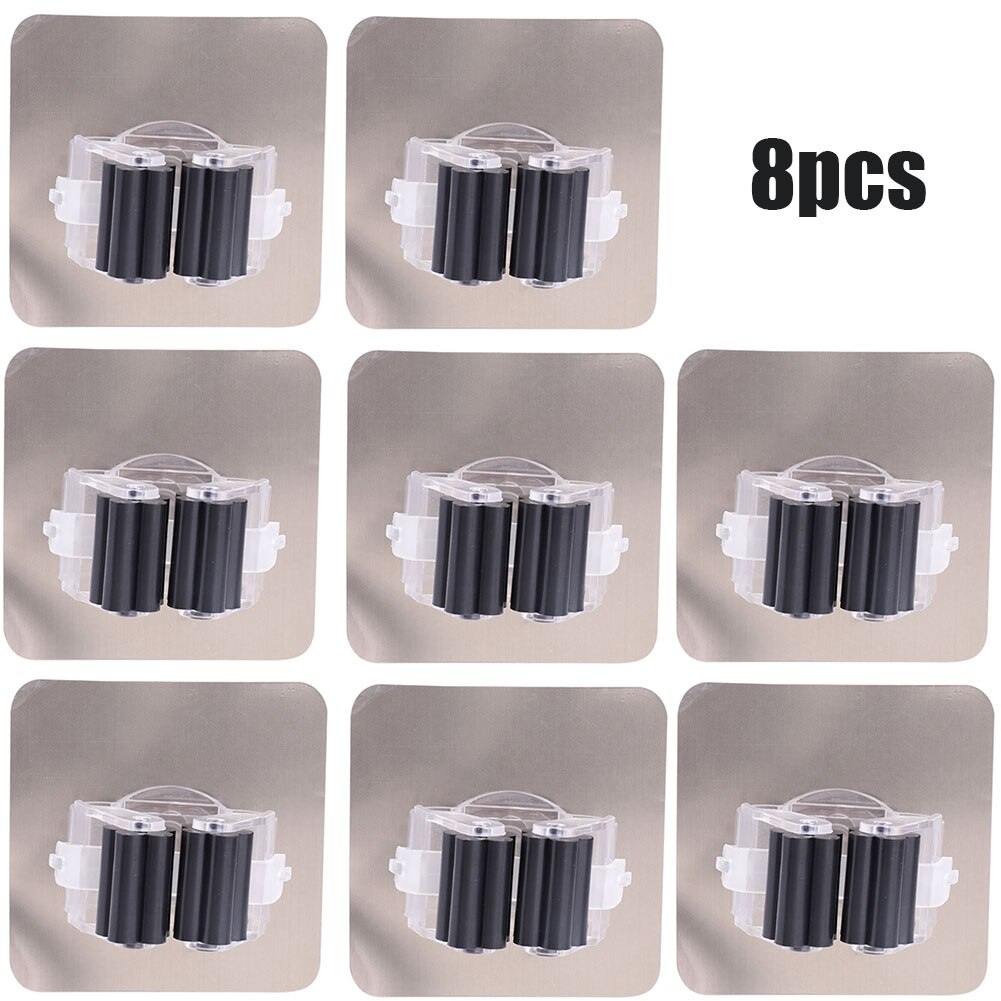 Multifunctionele Haken Mop Houder Wandmontage Organizer, borstel Bezem Hanger Haak Keuken Badkamer Waterdichte Wand Haak Self-Adhesiv: 8pcs Black Hooks