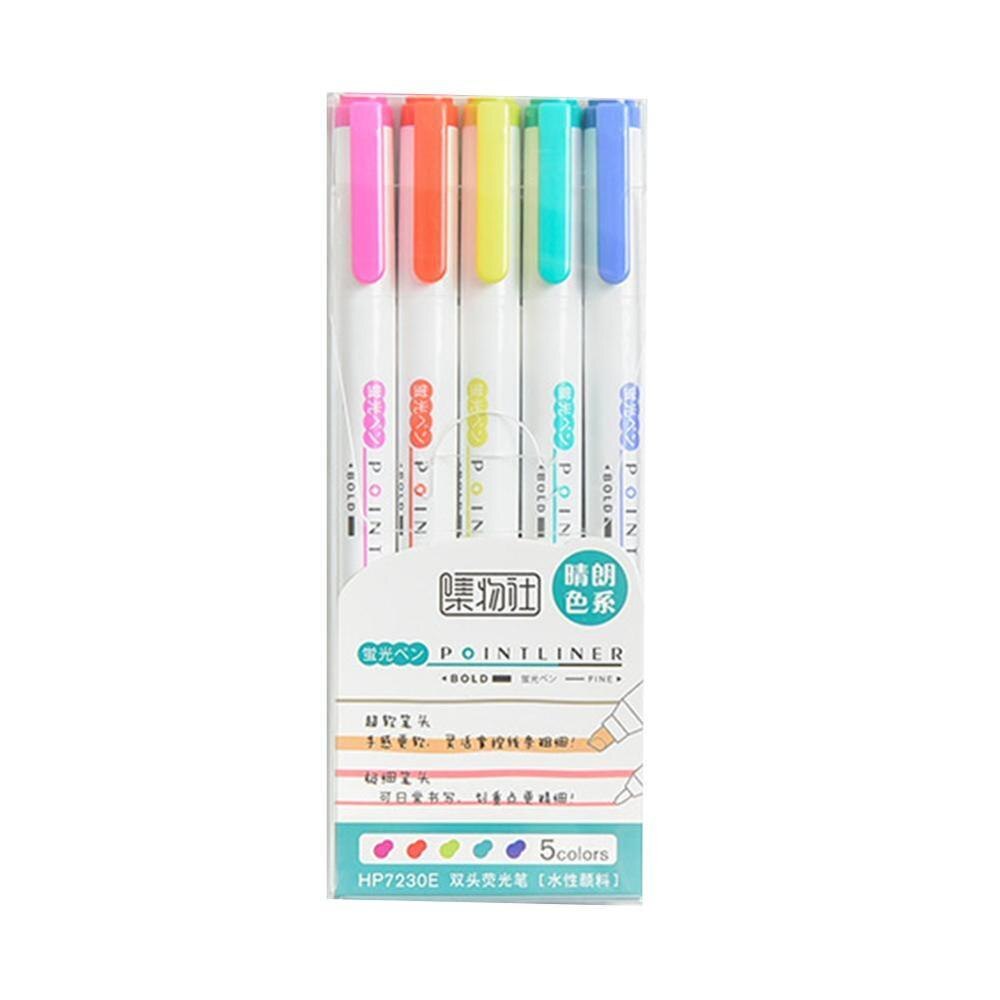 Double-ended Highlighter Multicolor Pens Fluorescent Pen Cute Art Drawing Mark Pen School Stationery: E