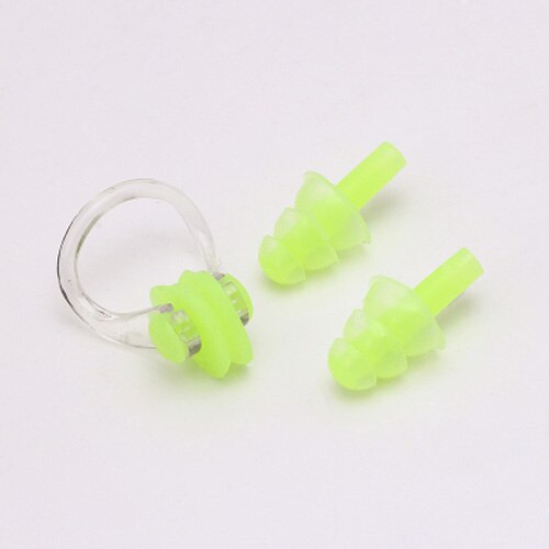 Twee in een, 5 Kleuren Soft Silicone Zwemmen Set Waterdicht Nose Clip + Ear Plug Oordopje Nuttig: green