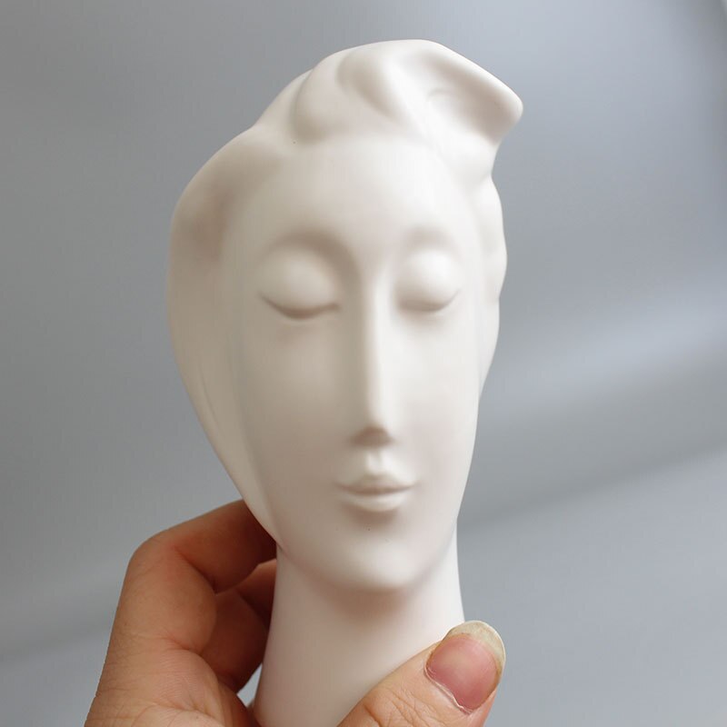 Nordic ins minimalistisk keramisk mini abstrakt vase svart og hvit ansiktsutstilling dekorasjon statue hode type vase