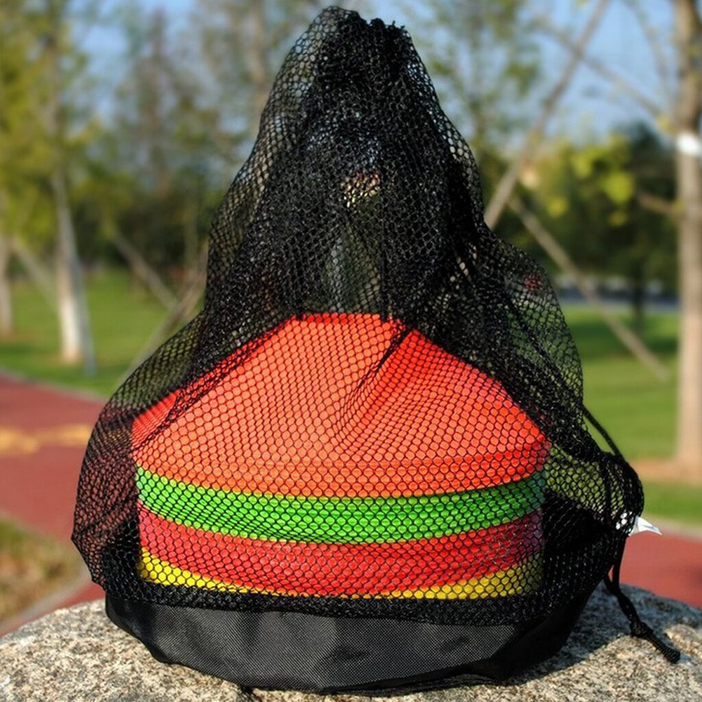 Sports field marker cones football football training mesh drawstring carrying bag