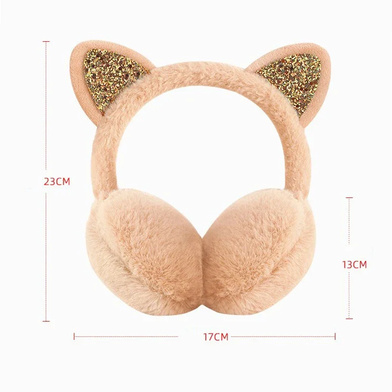 Soft Plush Cute Cat Ear Earmuffs for Women Kids Outdoor Winter Warm Thickened Ear Protector Cold Protection Folding Ear Cover
