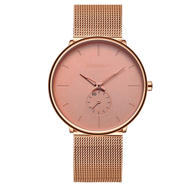Minimalistiske herre casual ure til mænd business ur mandlige rustfrit stål mesh bælte simpelt kvarts ur reloj hombre: M rosa guld