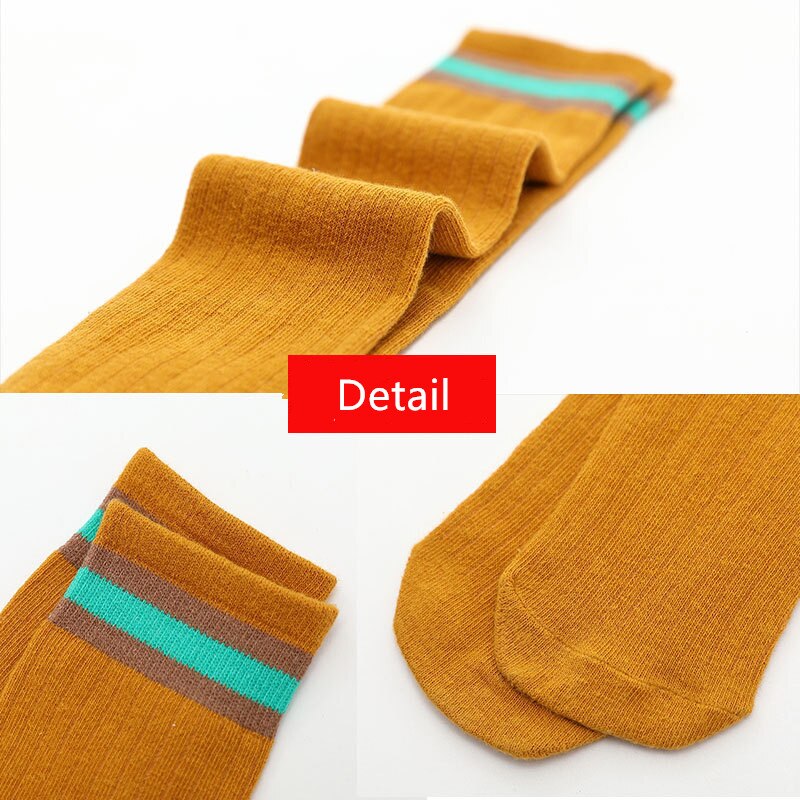 Bébé filles genou chaussettes hautes enfants enfant en bas âge Double aiguille coton Sport chaussettes pour enfants filles décontracté rayures longues chaussettes