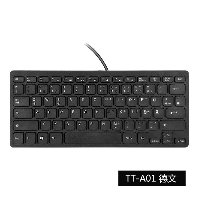 Mini teclado con cable USB inglés/ruso/francés/español/japonés/árabe/alemán idioma teclado con cable 78 teclas Kaypad para cuaderno: Anti oro