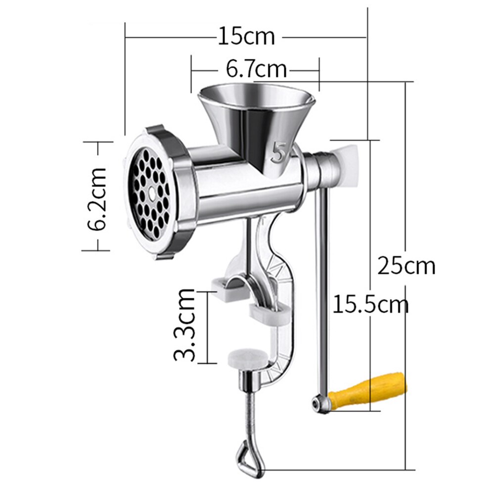 Manual Meat Grinder Hand Operated Beef Noodle Pasta Mincer Sausages Maker Gadgets Aluminum Grinding Machine Kitchen Tools: 25x15cm