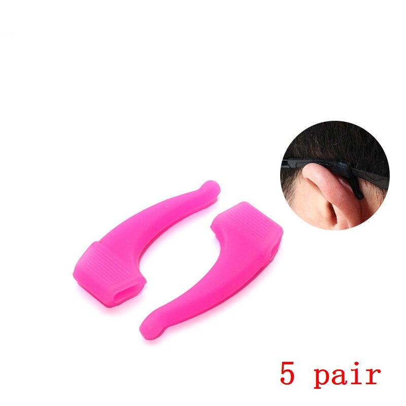 ZRHUA 5 Pair Eyeglass Anti-slip Earmuffs Silicone Holder Spectacle Glasses Eyewear Accessories Glasses Anti-slip Ear Hooks: fuchsia