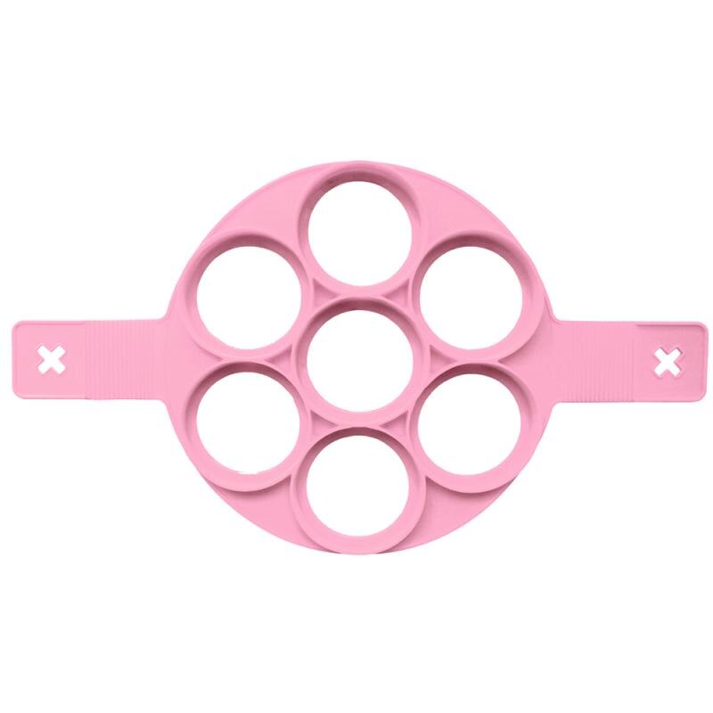 Silikon Kochen Schimmel Ei Omelette Eier Ring umdrehen Fantastisch Küche Spielereien Zubehör NonStick Pfannkuchen Hersteller Schimmel: 1PC runden Rosa