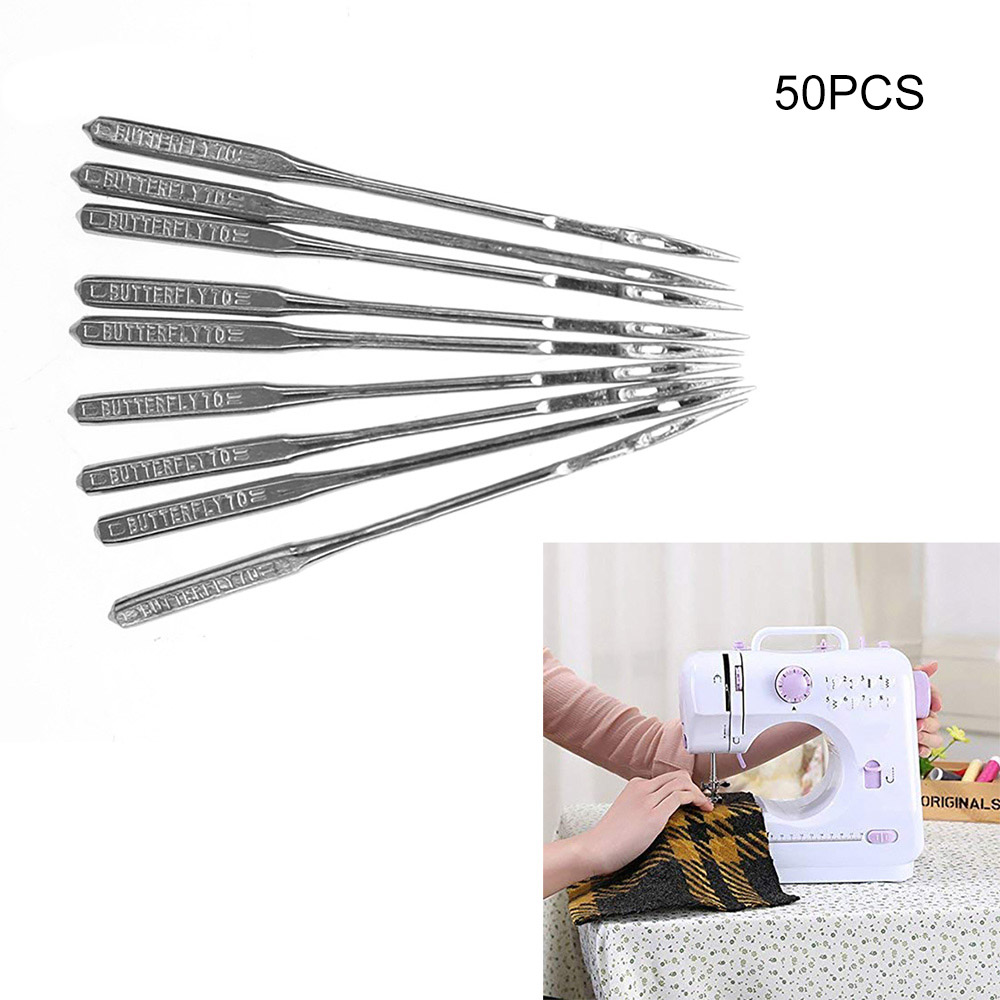 Home Practical 50 Pieces/Set Silver Assorted Home Sewing Machine Needles Household 9#/70 11#/80 14#/90 16#/100 18#/110