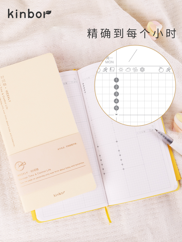 Kinbor Weekly Planner Notebook UnDated Agenda Schedule Daily Monthly Journal Book Portable Record Diary Plan Notepad Stationery