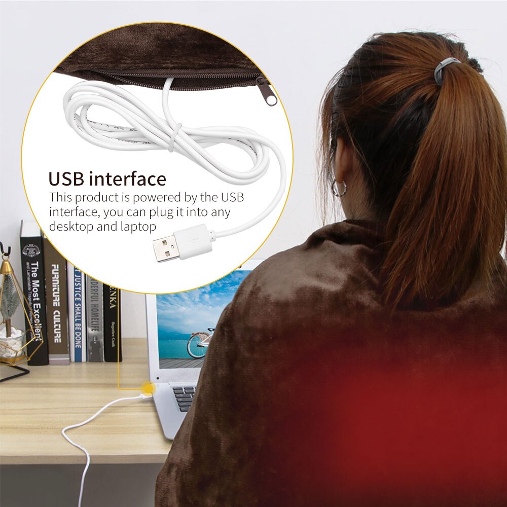 LemonBest USB Varmeteppe Skjerf - 80x45cm - Nakke og Skulder - Vinter Varm