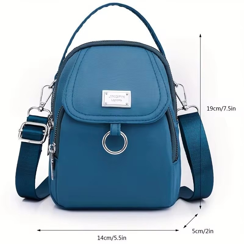 1pc dame casual messenger taske, ensfarvet multifunktionel pung, flerlags letvægts oxford håndtaske, velegnet til at gå ud