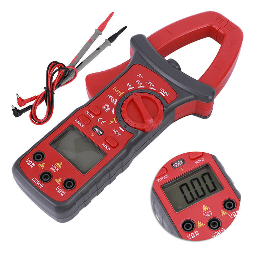 Digital Clamp Multimeter Accurate Ammeter Meter Electrician Repair Tool AC 1000A 9V