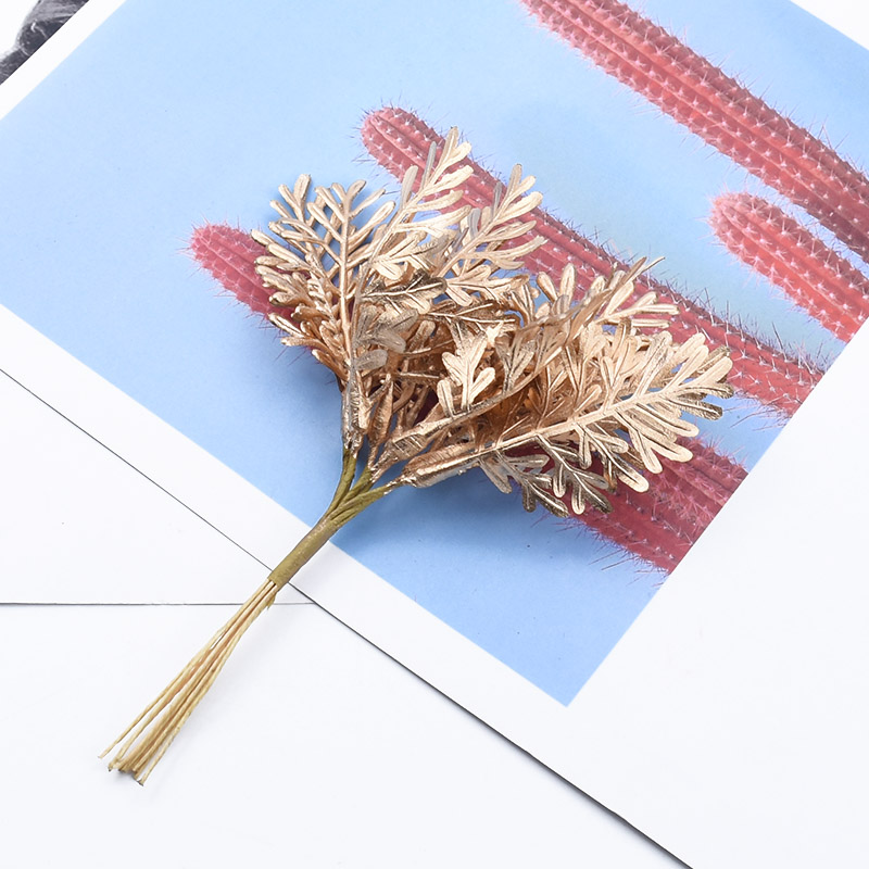 10/30 stykker guld sølv træ juleblad vase til boligindretning bryllup brud håndled blomst materiale scrapbog kunstige planter