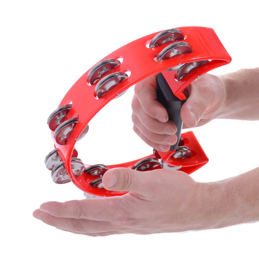 Round Percussion Double Row Handbell Tambourine Double Half Moon Tambourine Percussion Drum Party Game Baby Toy