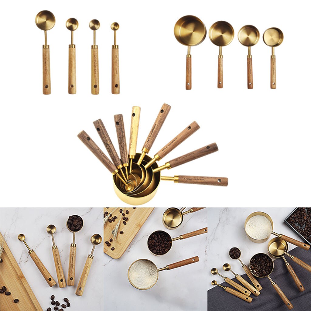 Maatbekers Lepels Set Rvs Gold Metal Keuken Meten Set Voor Cafe