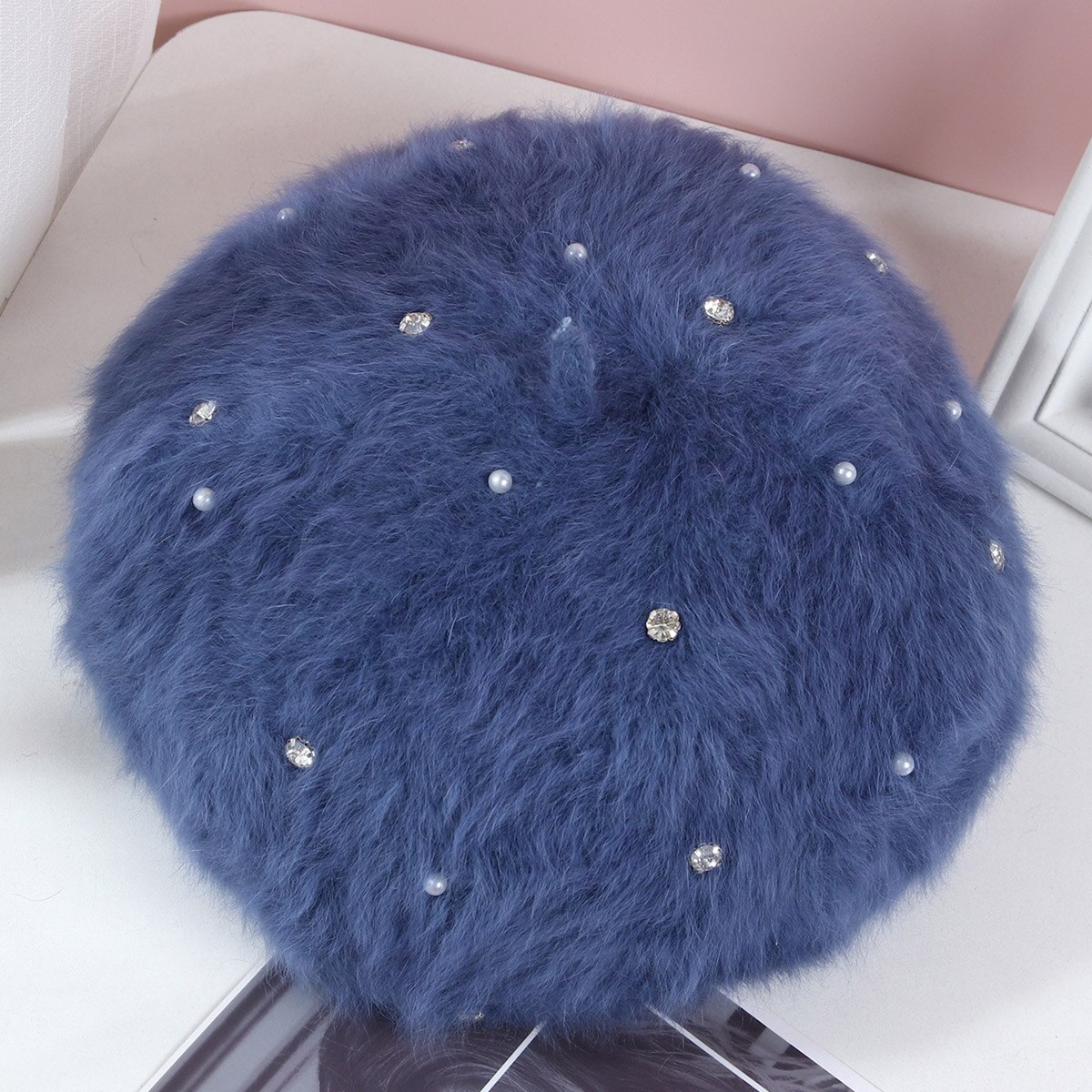 Béret femme automne et hiver filet rouge coréen dame citrouille bourgeon chapeau japonais décontracté britannique chaud étudiant chapeau: Bleu