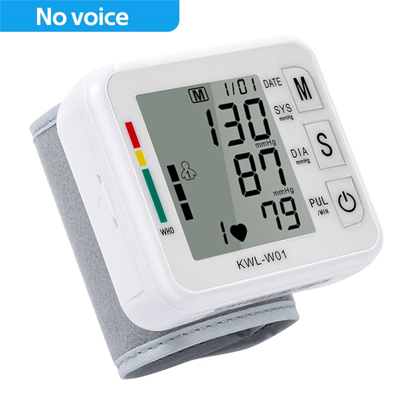 Monitor inteligente de presión arterial, esfigmomanómetro de muñeca, Monitor de presión arterial, pulsómetro, tonómetro portátil tensiometros digitales de brazo medidor de presión arterial baumanometro digital esfigmom: BHA002049-NoVoice