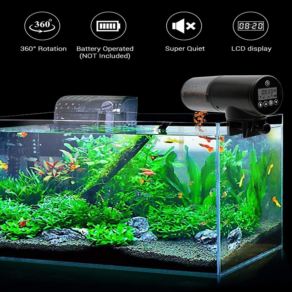 NICREW 200ml Automatic Fish Feeder Programmable Electric Fish Food Dispenser for Aquarium Fish Tank .LCD Digital Timing Feeder