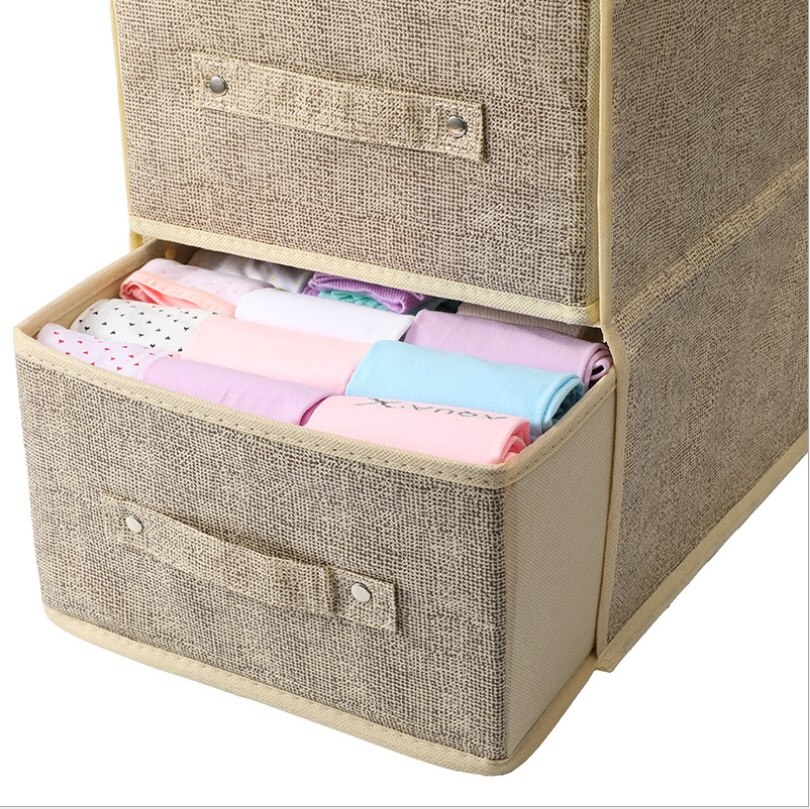 Hanging Storage Bag Large Capacity Hanging Storage Organizer for Underwear Underpants Socks Gray/Beige