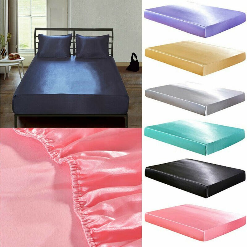 Sateng silke tilpasset laken på elastisk ensfarget madrassbeskytter laken på elastisk bånd drap house de matela queen king