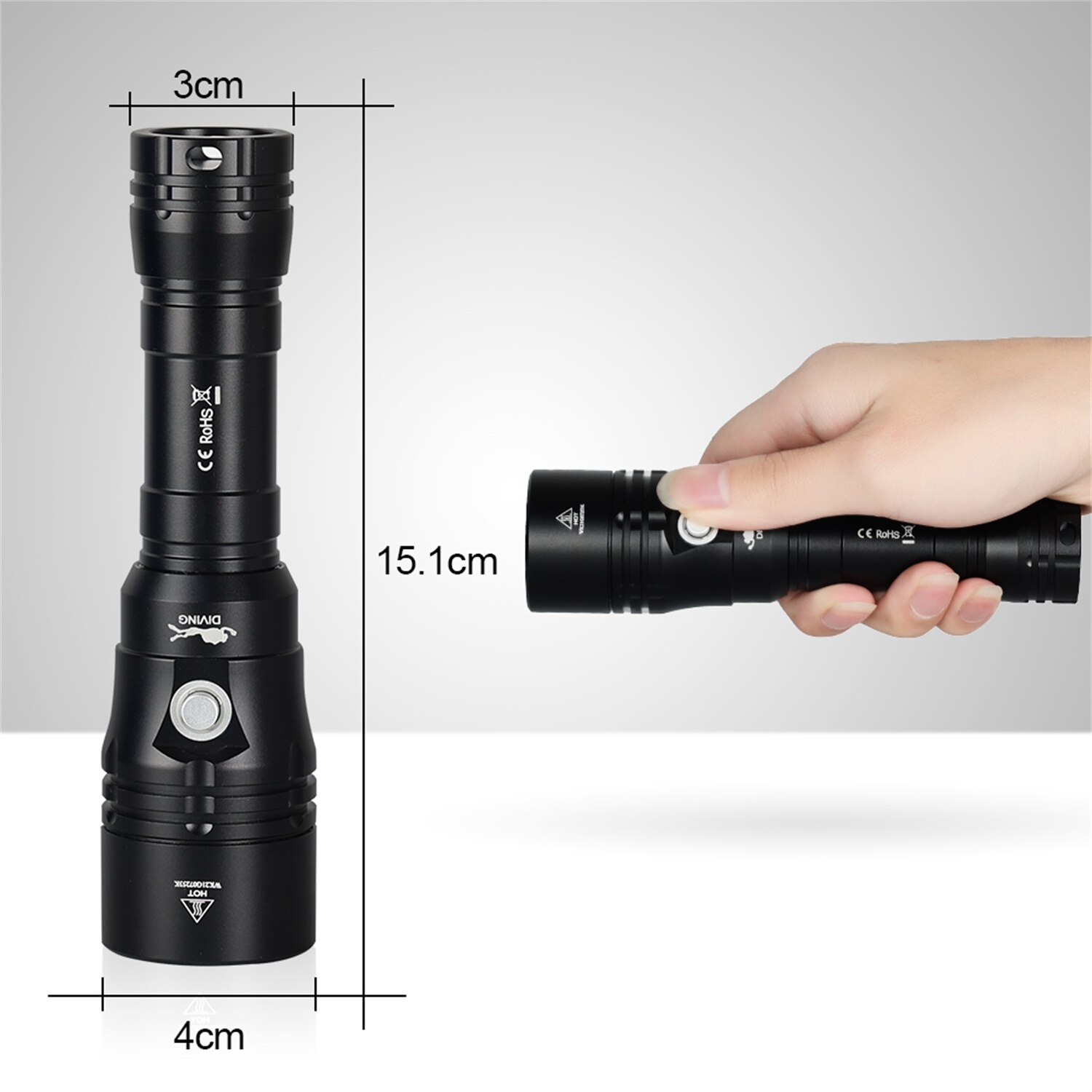 Wurkkos DL20R Diving Flashlight Rechargeable 18650 LED Scube Light IPX-8 Waterproof Cree XHP50.2 3200lm Hidden USB-C Port ATR
