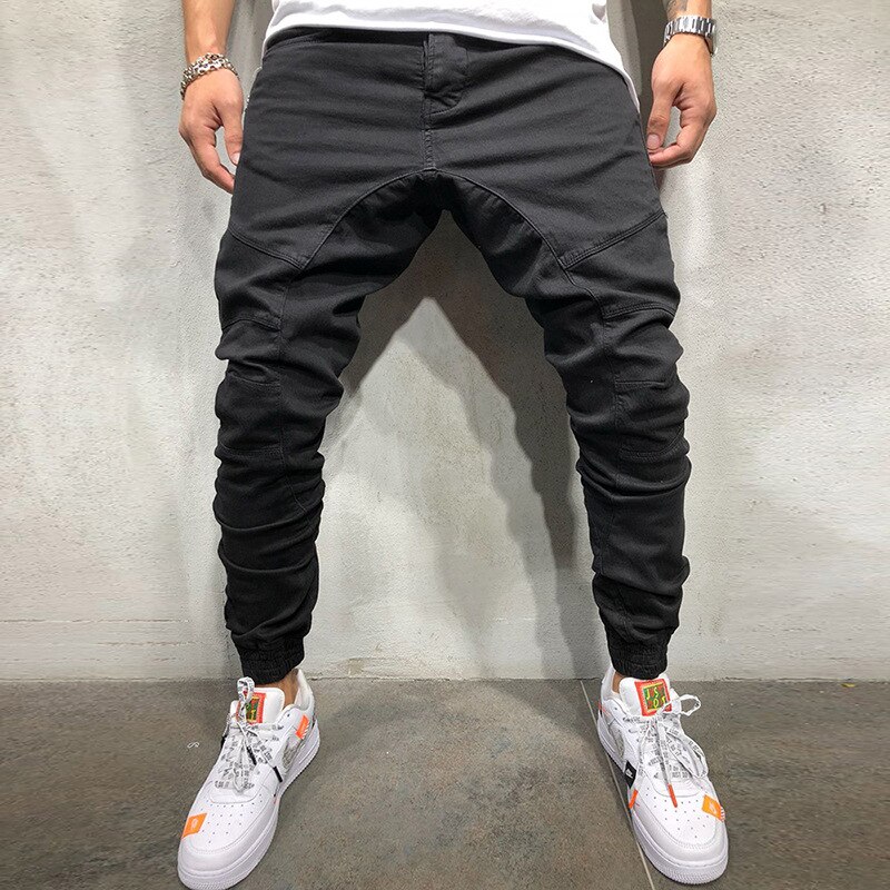 Männer Jogginghose Hüfte hüpfen Seite Reißverschluss Volle Länge Hosen männer gewebte Stoff Hose Strahl Fuß Hosen