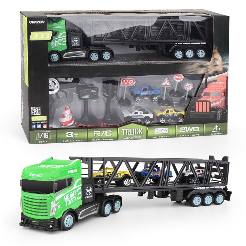 RCtown – camion-remorque télécommandé 2.4G 1/16, jouet de Simulation de Transport, modèle de voiture de garçon