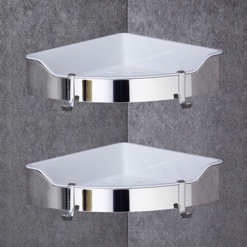 Hoekplank Golden Rvs + Abs Badkamer Planken Chrome Wall Mount Driehoek Douche Caddy Rack Bad Accessoires: chrome two tier