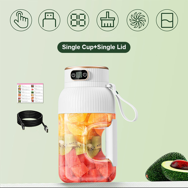 Multifunktionell bärbar juicepresskopp med digital display usb fruktmixers juicepressar elektrisk juicepress blender fruktjuicekopp: Himmelsblå
