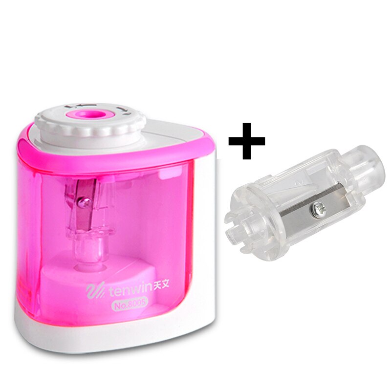 Tihoo 1 Hole Electric Pencil Sharpener Battery Operated Kids Safety Automatic Pencils Sharpeners Artist Pen Cutter Stationery: Pink